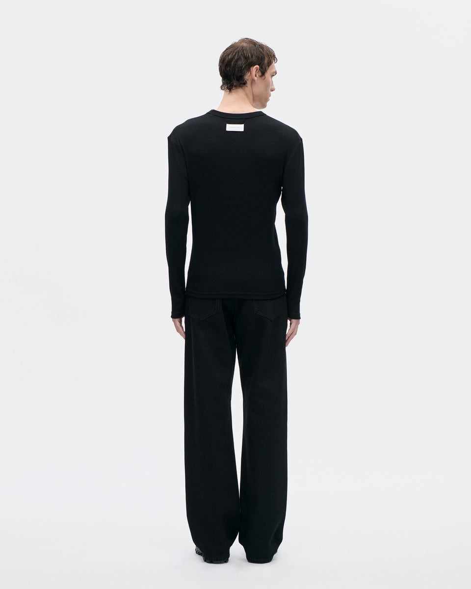 Base Tee LS Army Wool 009 Black